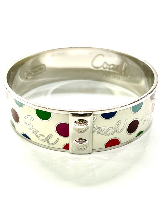 Coach Jewelry - Coach Silvertone Polka Dot Enamel Bangle Bracelet NWOT